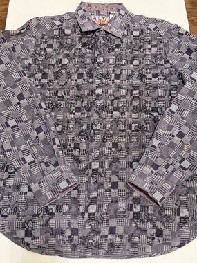 Robert Graham Shirt Embroidered Patchwork Paisley Flip Cuff. Size Large